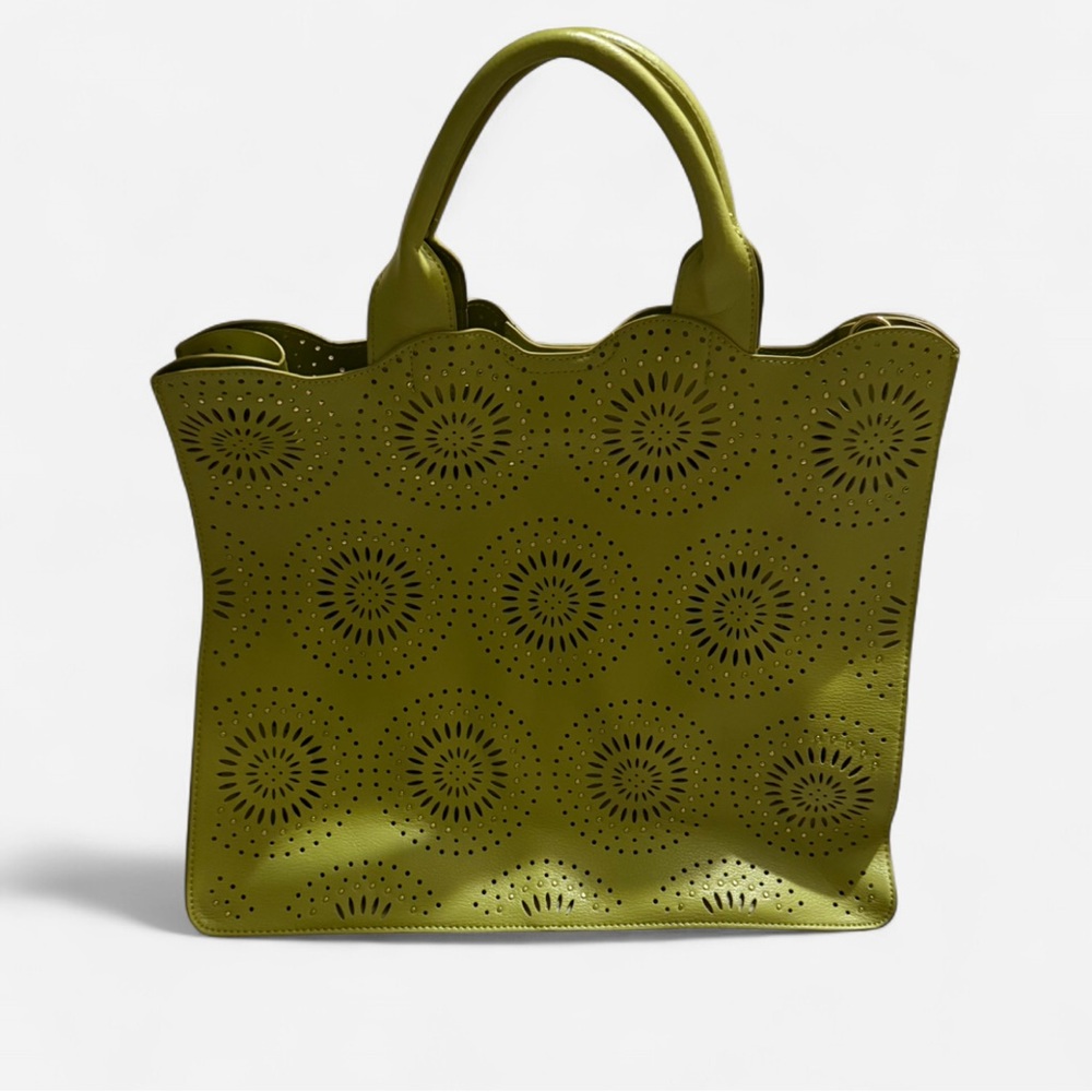 New Olive Green Perforated Tote Bag